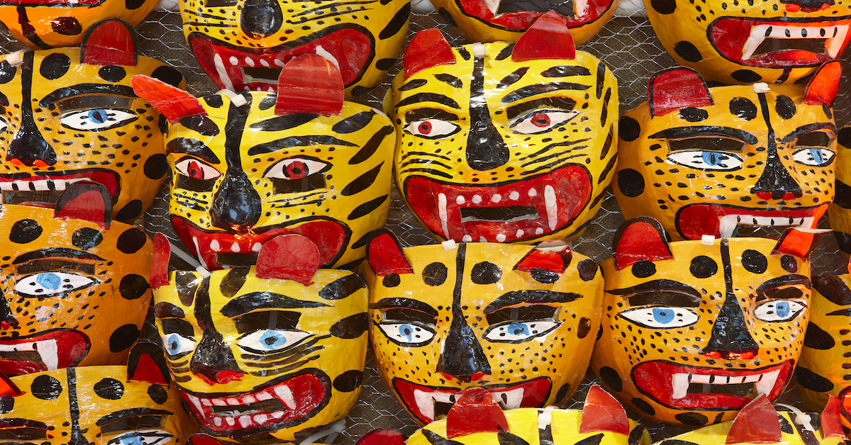 máscaras mexicanas tradicionales de cabeza de tigre