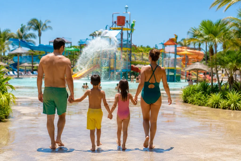 Familia en parque acuático